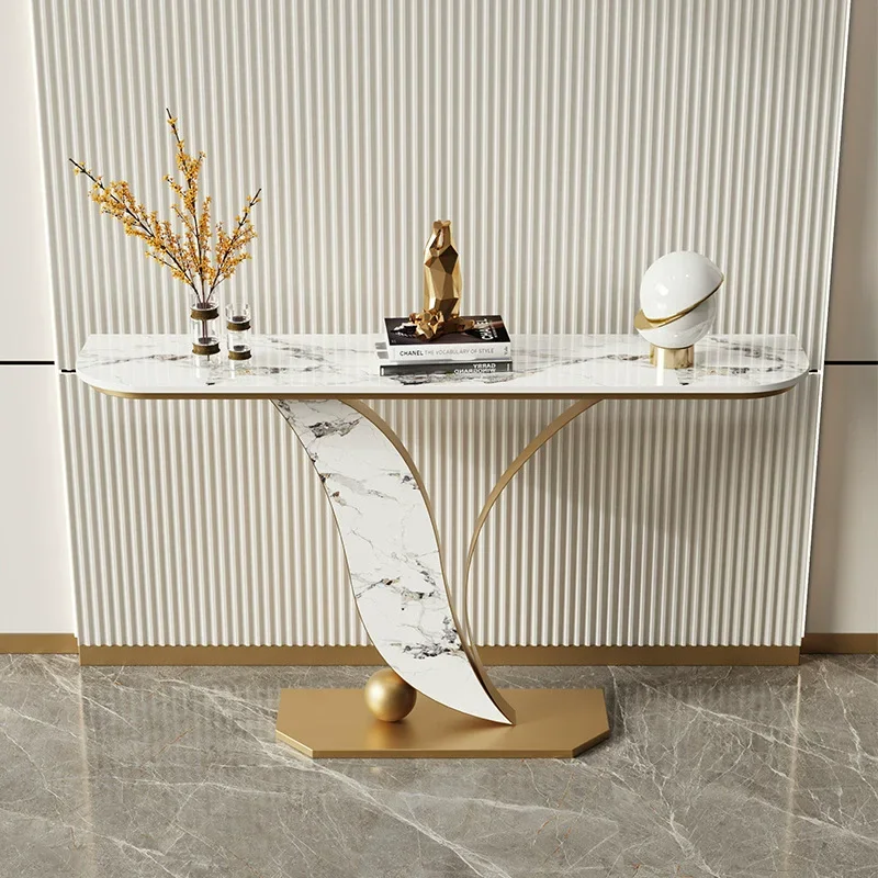 

Marble top entrance channel table stainless steel frame corridor console table household hotel furniture