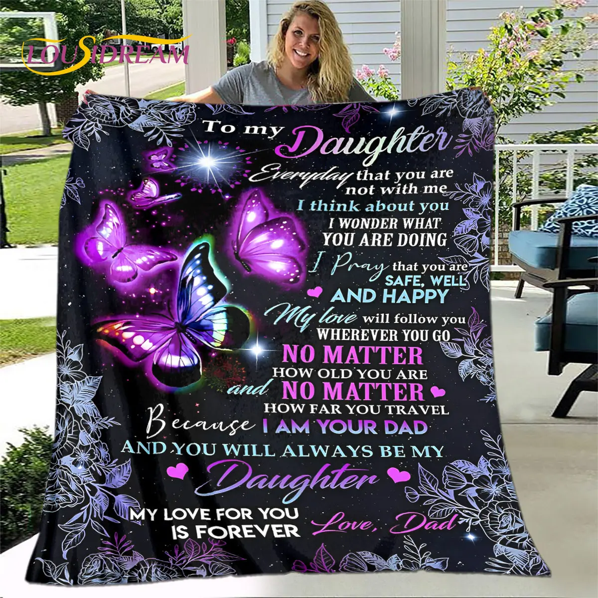 To My Daughter Soft Plush Quilt Blanket,Flannel Blanket Warm Throw Blanket for Living Room Bedroom Bed Sofa Gift for Daughter