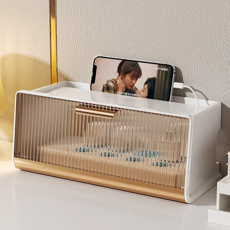 حقيبة تخزين، رف راوتر واي فاي، سعة كبيرة، مقاوم للغبار، تصميم مرئي، حافة ناعمة، مظهر بسيط، توفر مساحة من البلاستيك