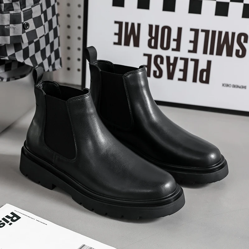 

Original Brand Quality New Shoes British Style High Street Retro Spring Autumn Cowhide Chelsea Boots Women Casual Fashion