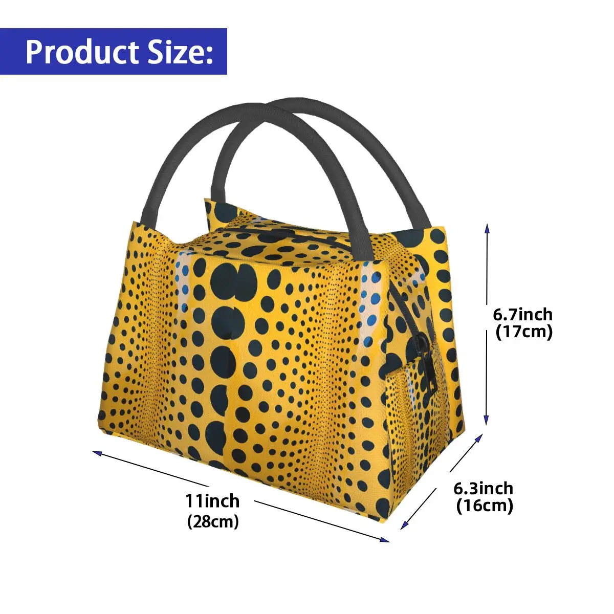 Yayoi Kusama Abstract Painting Insulated Lunch Bag for Women Children Portable Food Boxes Thermal Lunch Box Tote