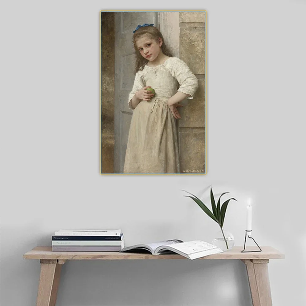 Citon William Adolphe Bouguereau《Yvonne on the doorstep》Canvas Oil Painting Artwork Poster Picture Wall Decor Home Decoration