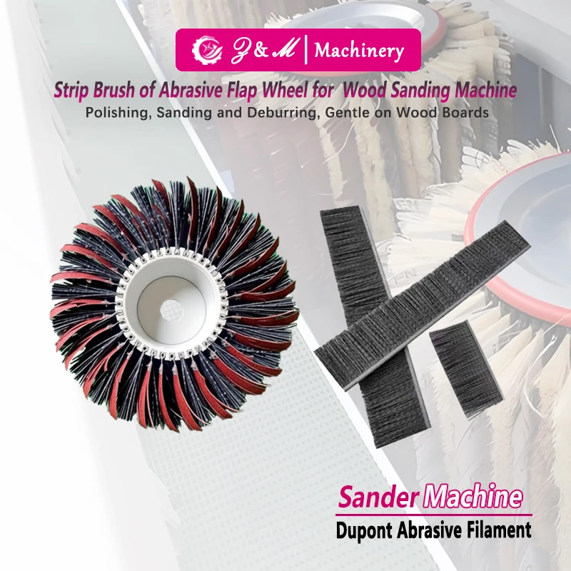 Replaceable Strip Brush of Abrasive Flap Wheel for Woodworking Sander Linear Brush for Wood Surface Sanding Grain Polishing