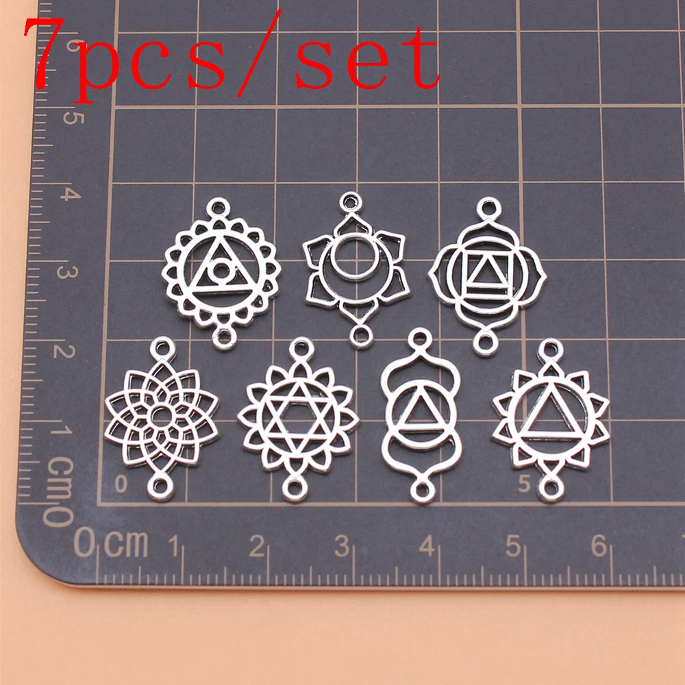 7 pz/set Chakra Connector Charms forniture per la creazione di gioielli articoli carini personalizzati