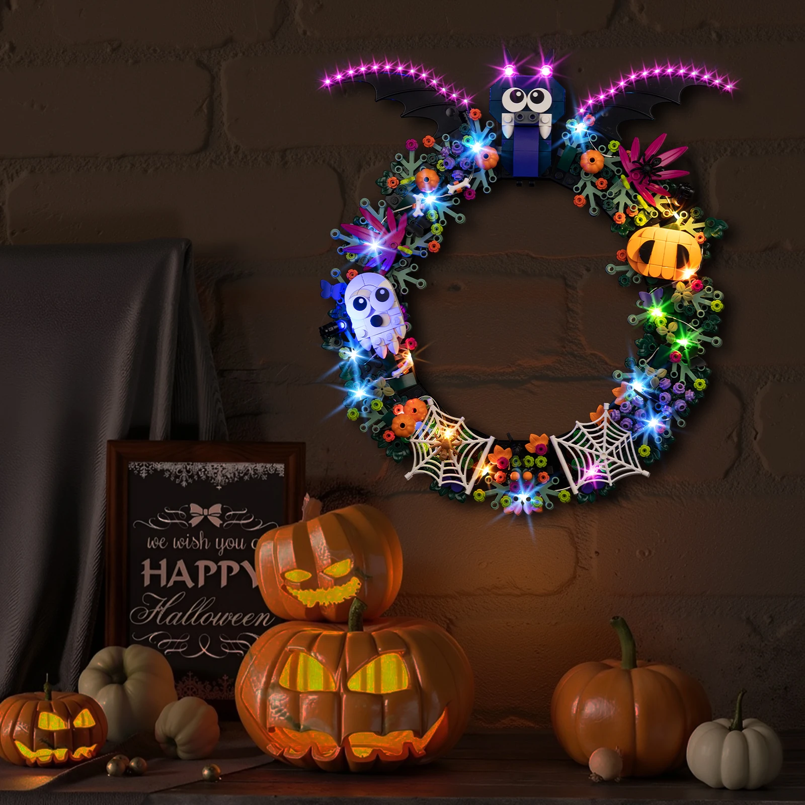 LED Lighting Set Suitable for LEGO Halloween Wreath 40825 Building Blocks