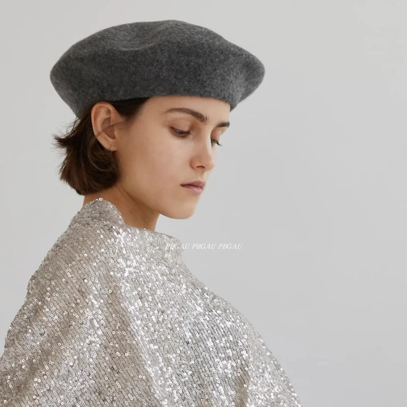 Big Head Wool Beret Women Men Large 60cm Size White Berets  Warm Unisex French  Winter Hat  Female Painter Cap Chapeau Femme