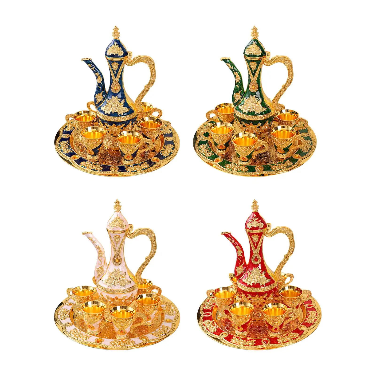 

Vintage Style Turkish Coffee Pot Set Turkish Teapot Tea Serving Set for Home Wedding Living Room Dining Table Wedding Gift