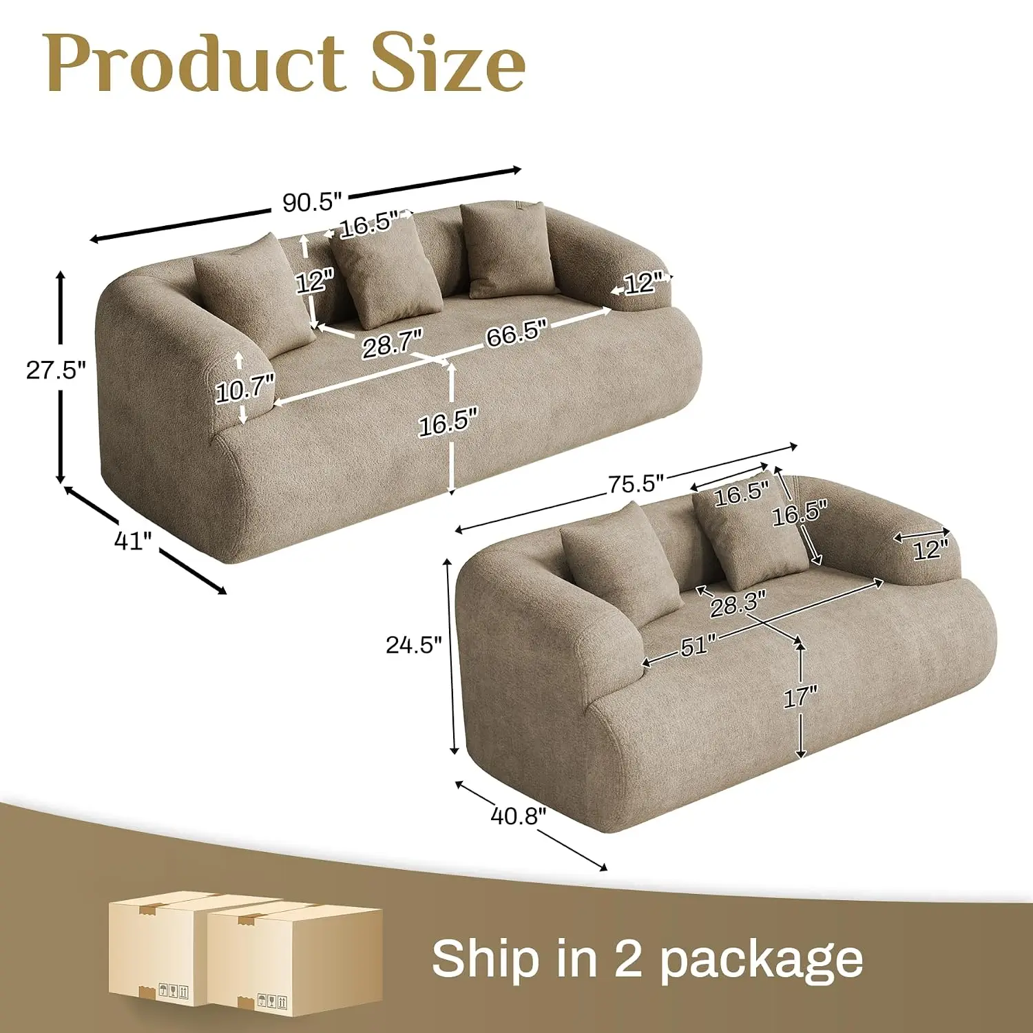 Boneless Couch Set, 91