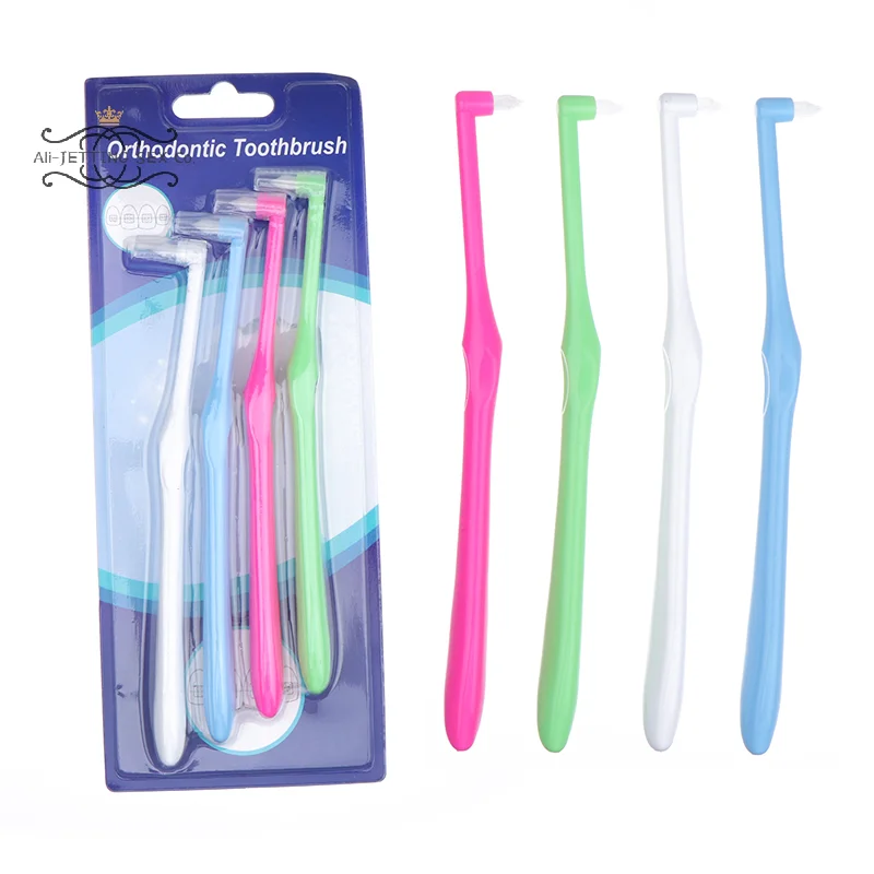 4Pcs Orthodontic Interdental Brush Single-Beam Soft Teeth Cleaning Toothbrush Oral Care Tool Small Head Soft Hair Implant Adult