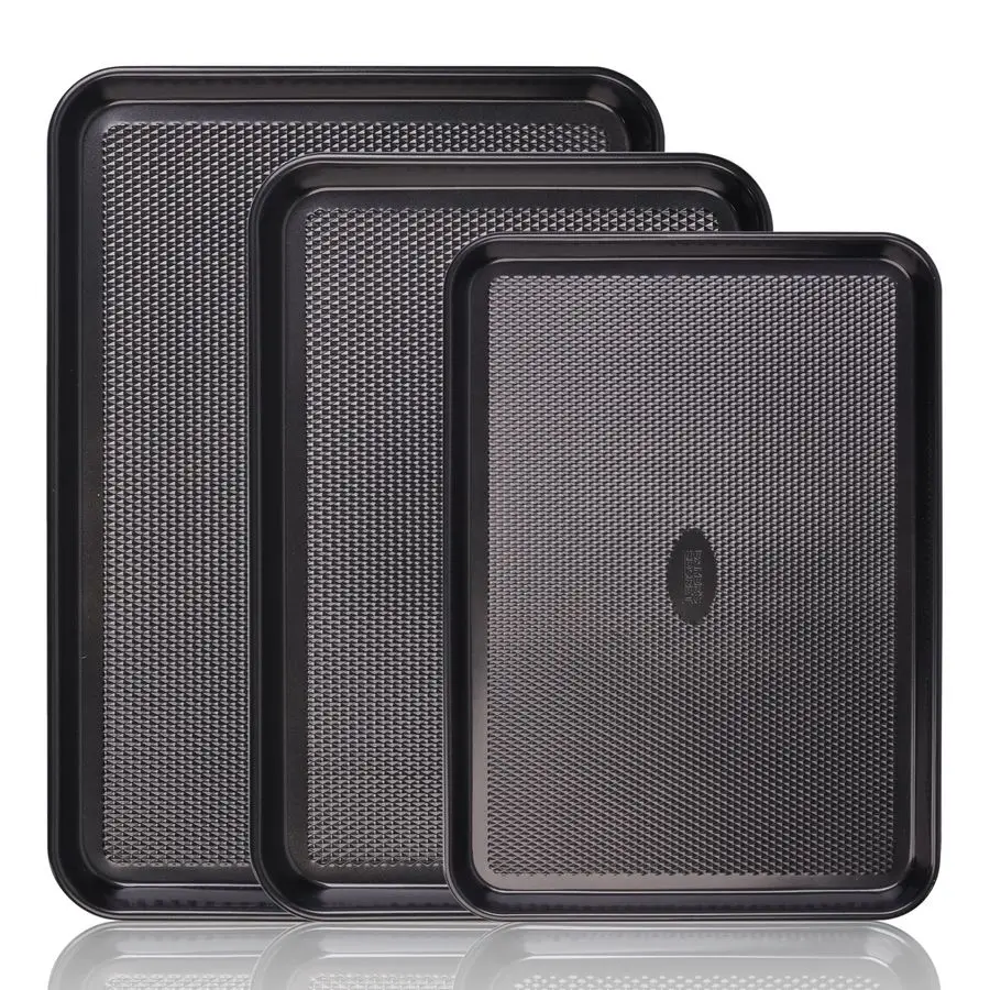 

Набор противней для выпечки Secret Baking, 3 противня для печенья для духовки, с ромбовидной текстурой для превосходной циркуляции воздуха, набор из 3 противней для выпечки, увеличенный размер