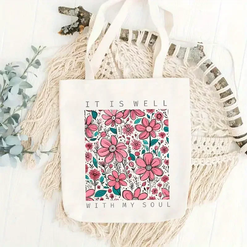 Wildflower Tote Bag Botanical Garden Tote Bag Cottagecore Tote Boho Floral Bridal Party Gift, Everyday Library Book Shoulder Bag