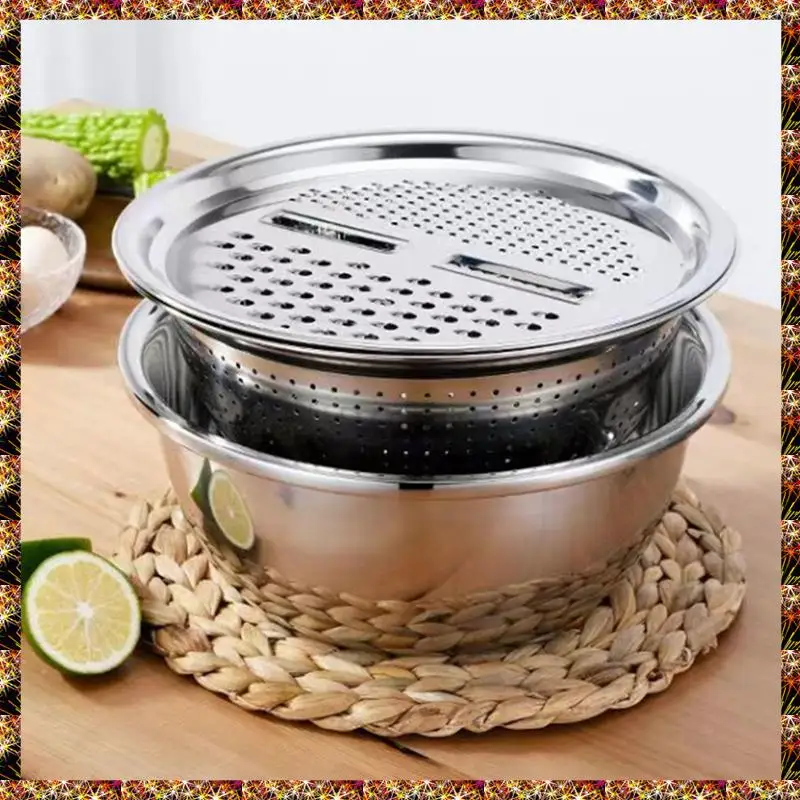 BTCL Stainless Steel Basin For Kitchen – Multi-Functional Drain Basket For Vegetables And Fruits