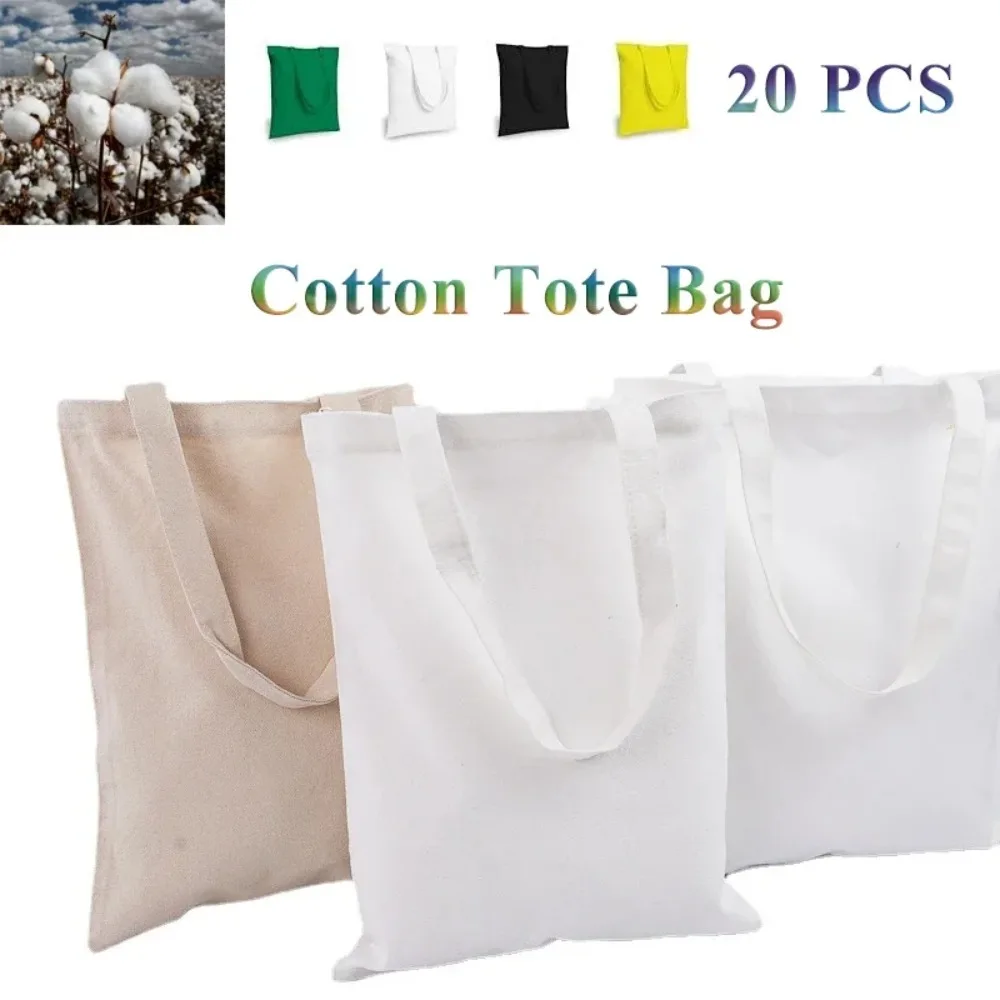 

20 Pack Cotton Tote Bag Lightweight 34*40cm Reusable Grocery Shopping Cloth Bags Suitable for DIY Advertising Promotion Gift