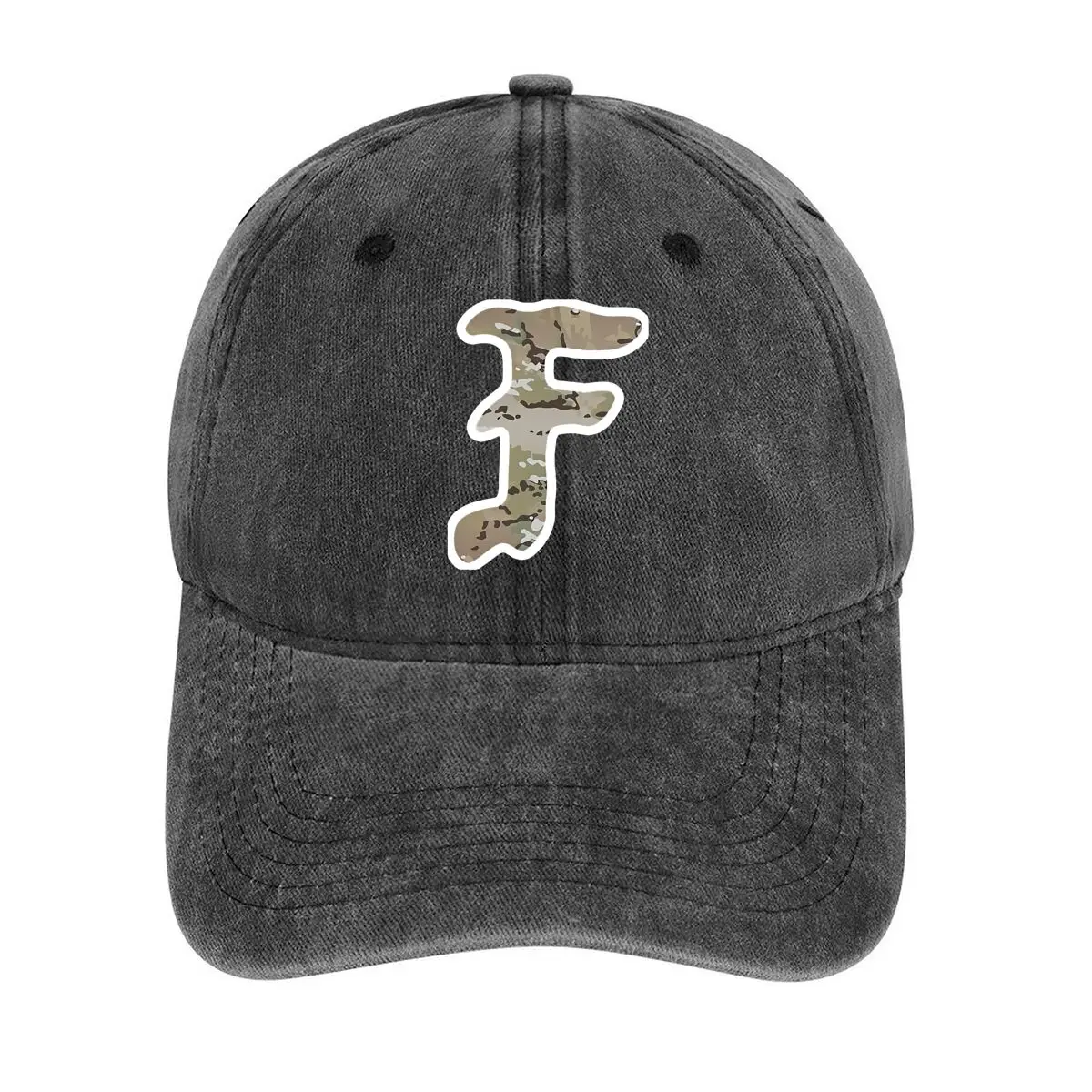 

Camouflage - style letter F for a possibly military or outdoor - themed brand Washed Baseball Cap