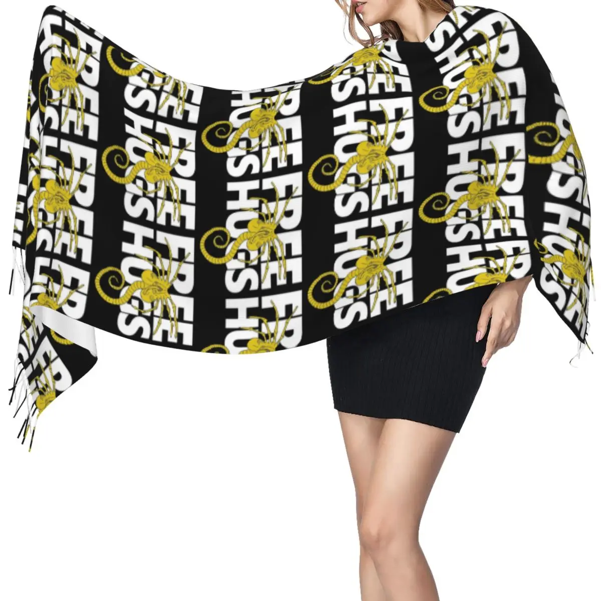 

FaceHugger Alien Xenomorph шарф на плечо шарфы с кисточками для женщин мягкие теплые шали и накидки большая осенне-зимняя шаль