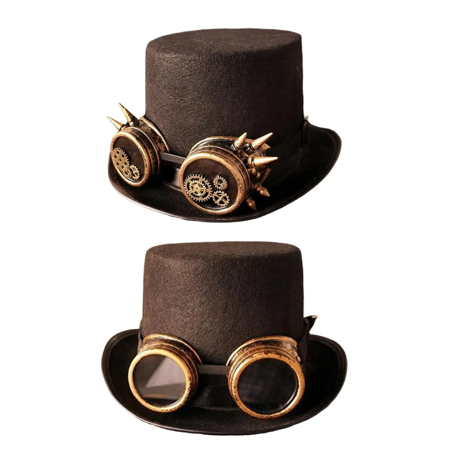 Men Women Steampunk Top Hat Brown Headwear Fedora for Cosplay Novelty Item