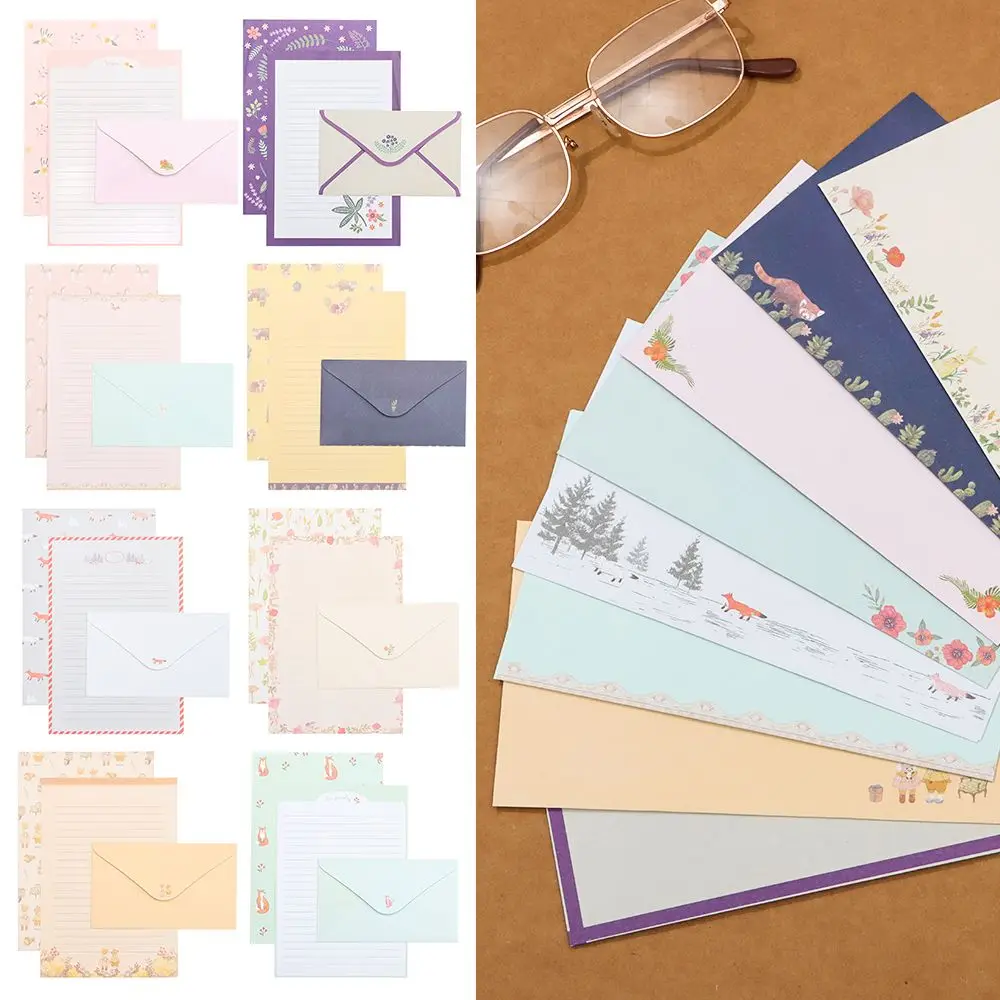 School Office Supplies Flower Printing Floral Pattern Variety Designs Letter Stationery Writing Paper 6PCS With Envelopes 3PCS