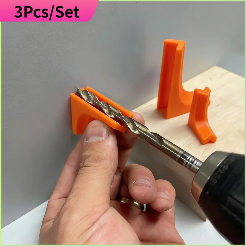 3Pcs/Set 3D‑Printed V‑Type Drill Guide, Compact Drill Bit Locator Multi‑Size Drilling Positioning Tool for DIY Handwork