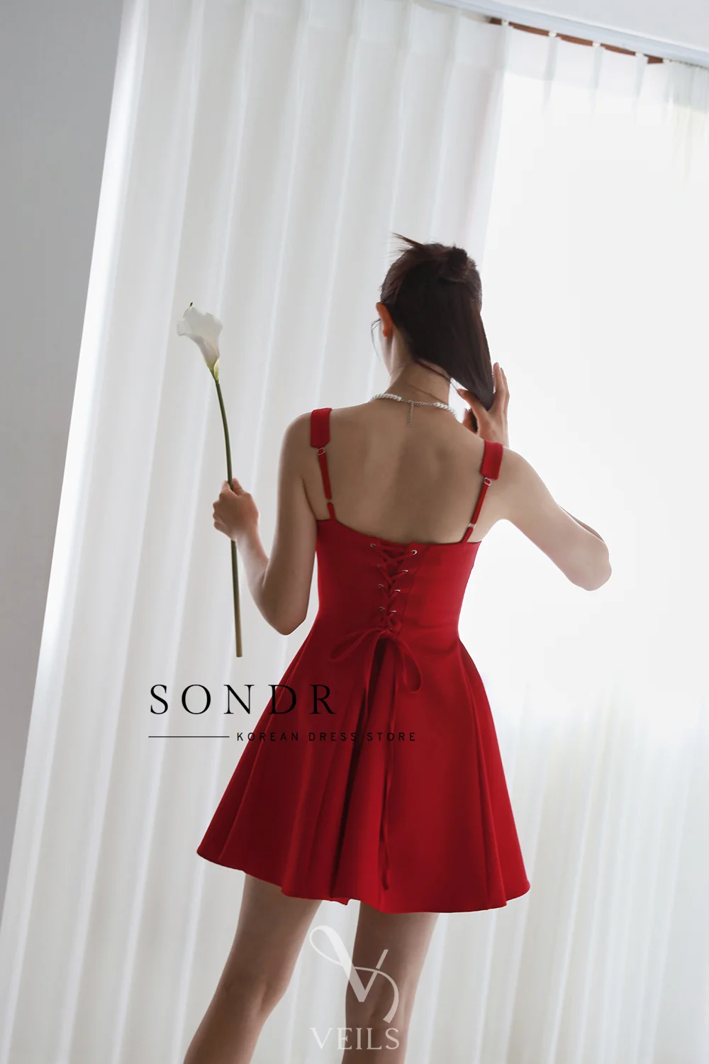 Sondr Customized Vintage Red A-line Mini Korean Prom Gown Square Collar Satin Pleat Wedding Snap Dress Party Dress
