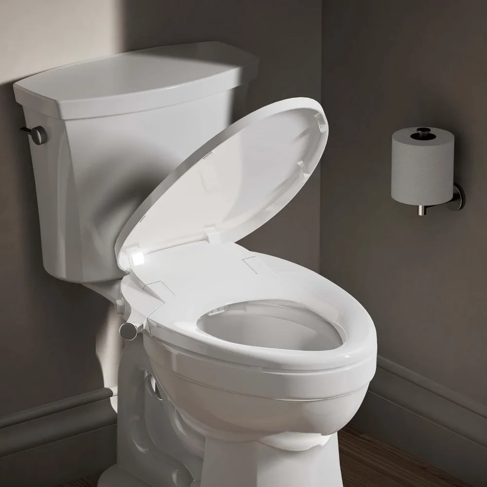 

Manual Bidet Toilet Seat with Quiet-Close Lid, Self-Cleaning Wand, Easy Installation for Elongated Toilets