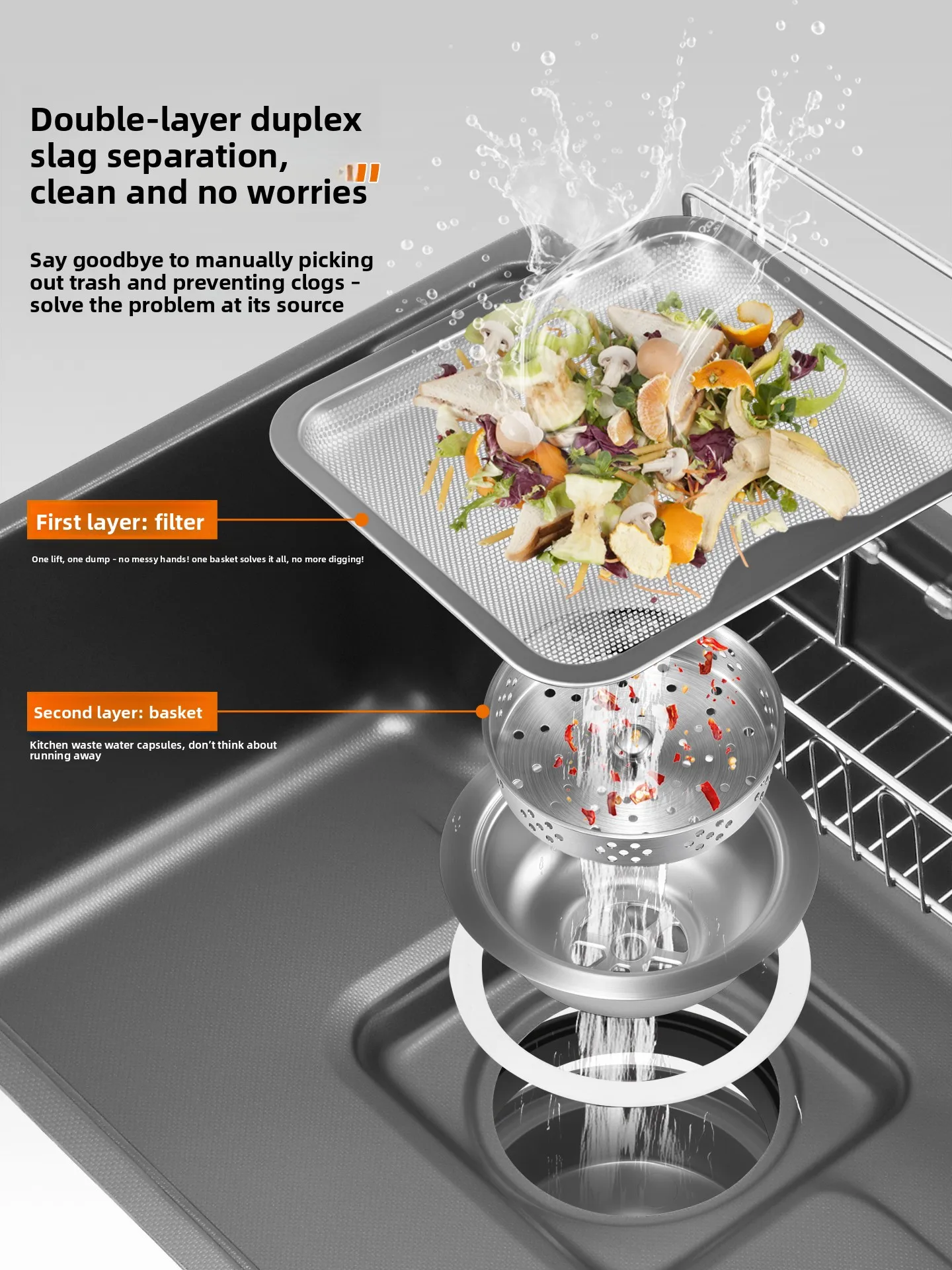YJQ kitchen sink Japanese-style large single sink 4mm panel vegetable basin stainless steel sink