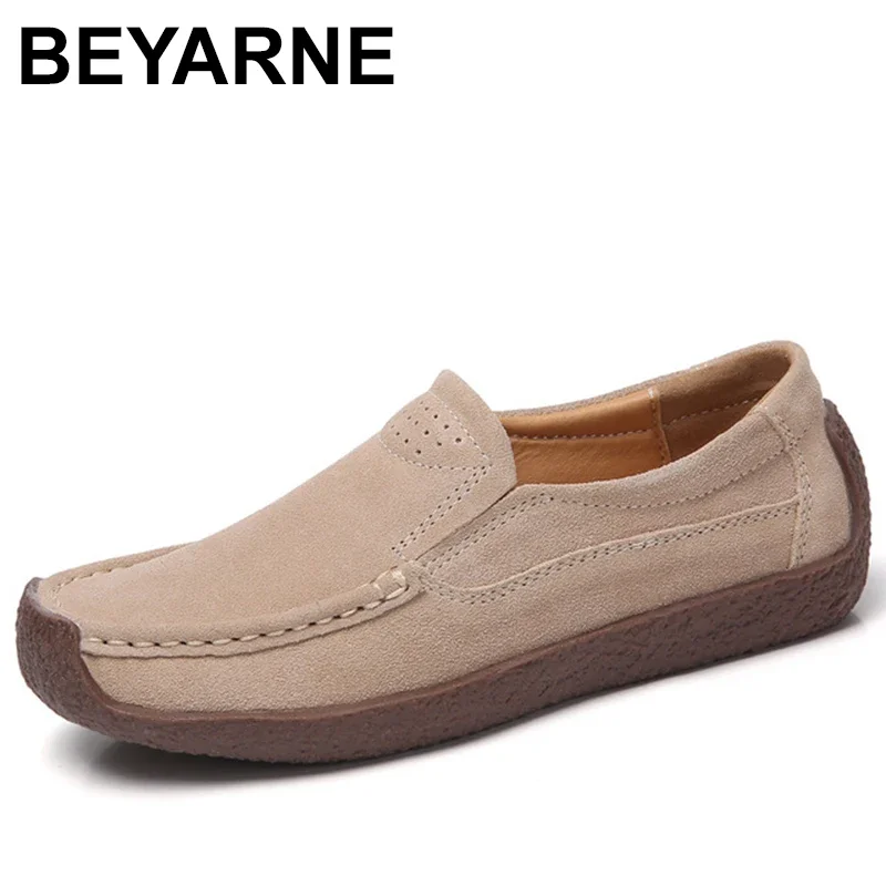 

BEYARNE Women Boat Shoes Suede Leather Slip on Square Toe Ladies Casual Flats Tassel Knot Breathable Shoes For Women Summer New