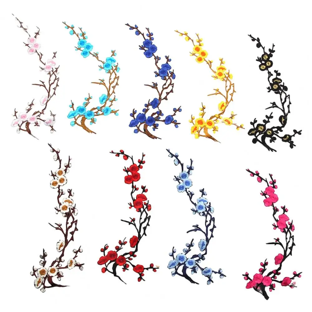 Decorative Patches for Team Uniforms Vintage Cherry Blossom Patches for Clothing Iron-on Floral Appliques for Jeans Wedding