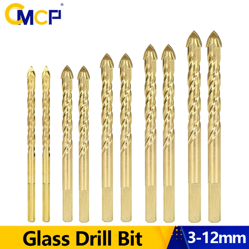 

CMCP Drill Bit 3-12mm Triangle Drill Bit Carbide Twist Drill for Glass Tile Wood Metal Concrete Hole Saw Cutter Drilling Tool