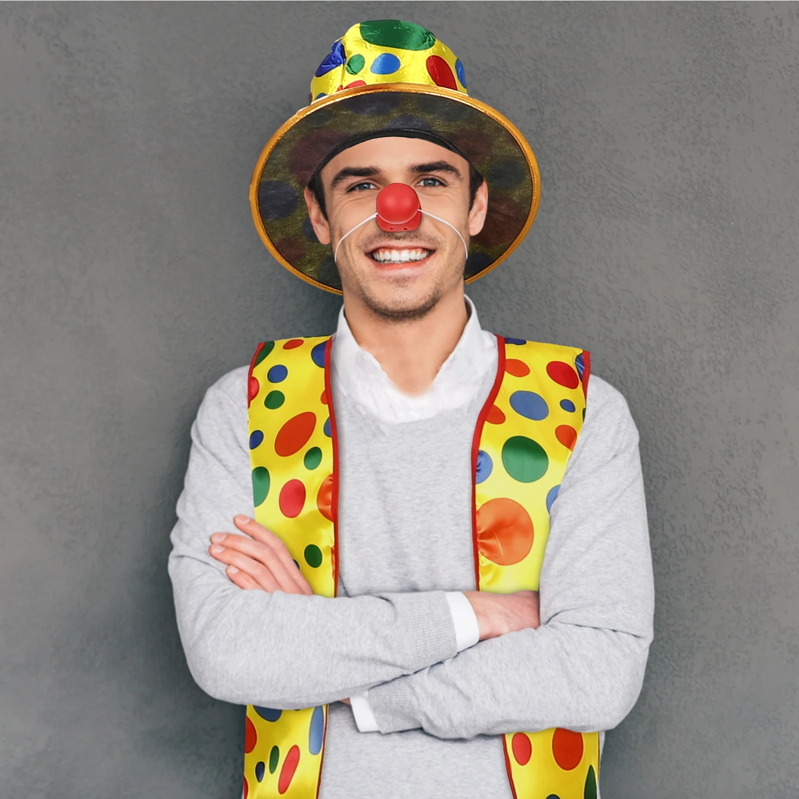

Clown Costume Set Sponge Nose Crutch Vest Shoes Hat Halloween Party Supplies Cosplay Props Stage