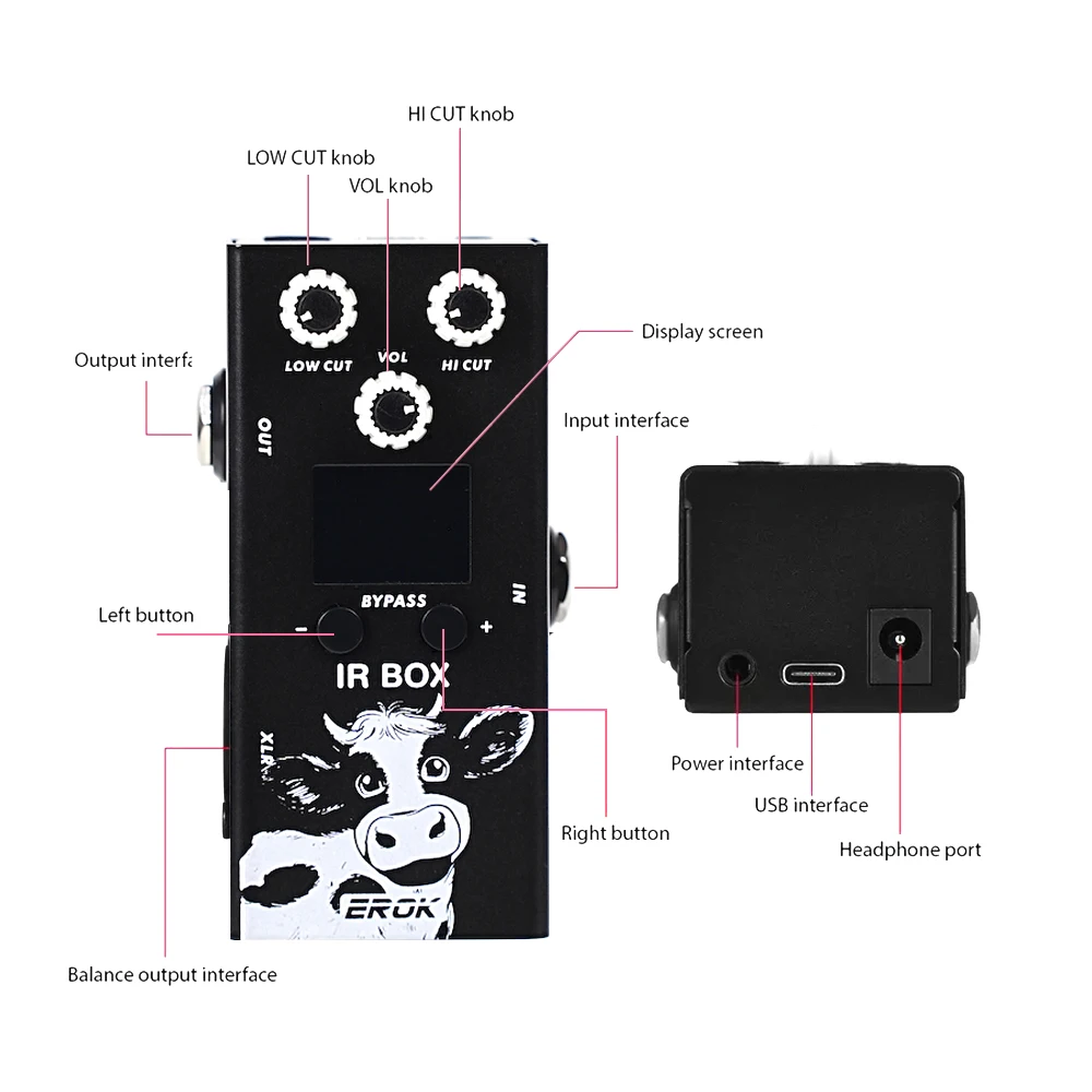 EROK IR-BOX Guitar Bass Multi-Effects Pedal 32 Presets 9 Band EQ APP Control Portable Electric Guitar Effects Processor