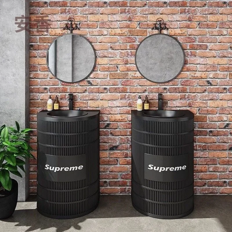 for Industrial Wrought Iron Wash Basin Creative Retro Column Sink for Bar Restaurant Loft Style Bathroom Toilet Hand Washing