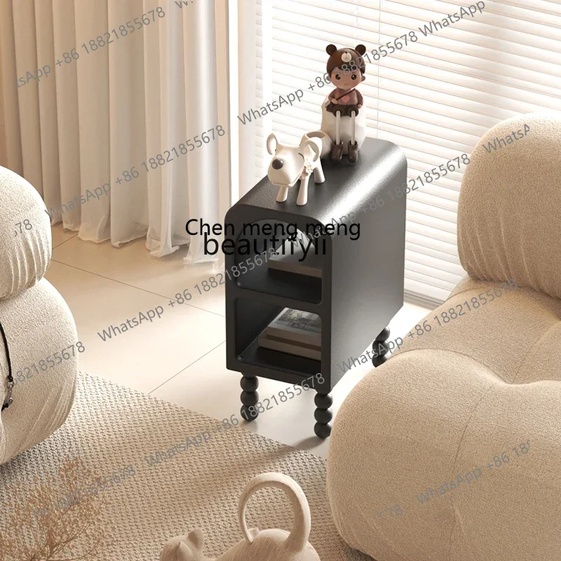 

E153 Cream Style Bedside Table Small Floor Storage Rack Ultra Narrow Sofa Side Table Bedside Cabinet