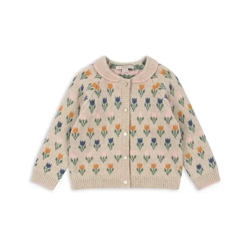 In Stock! 2024 Autumn/Winter New KS Children\'s Long Sleeve Sweater Cardigan Girls\' Christmas Hat Knitted Wool Hat