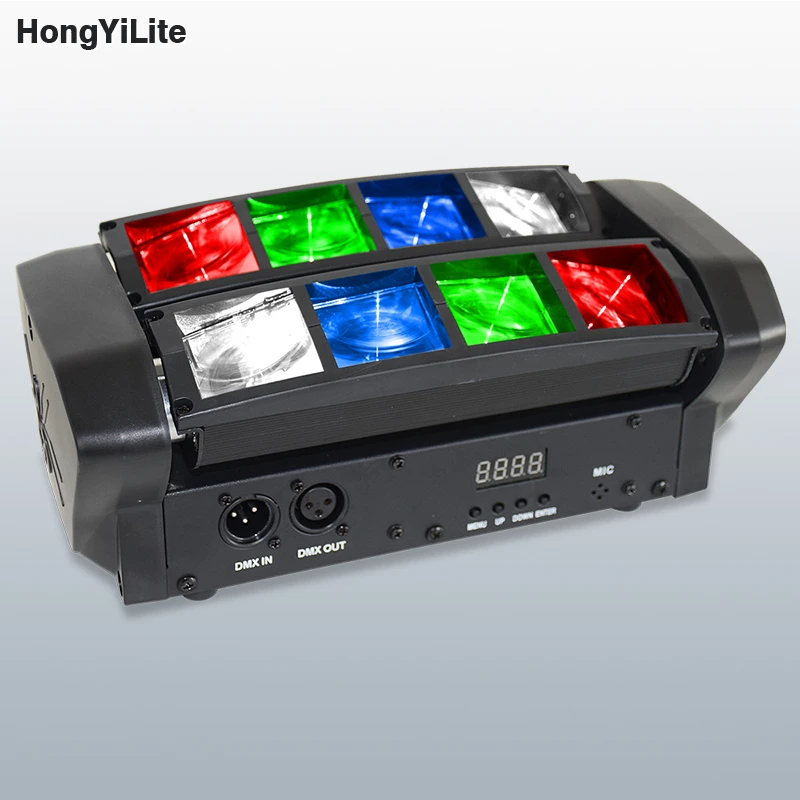 

HongYiLite Mini Spider Beam Light 8x6W RGBW LED DMX512 Управление звуком 8-головочный эффект движения для свадебных клубных вечеринок, сценических мероприятий