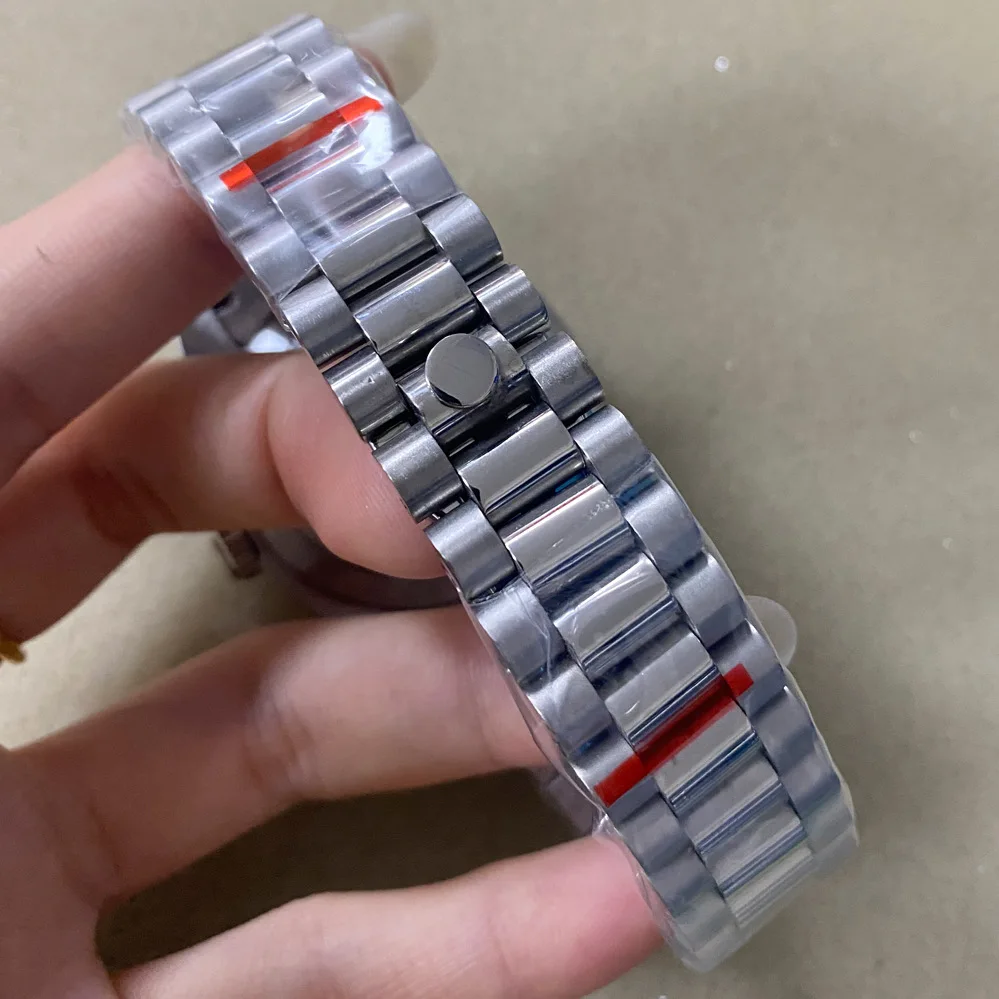 Pasek ze stali nierdzewnej 904L do zegarka Sub Log NH34 NH35, szerokość 20 mm, srebrny, solidna bransoleta prezesa z zapięciem.