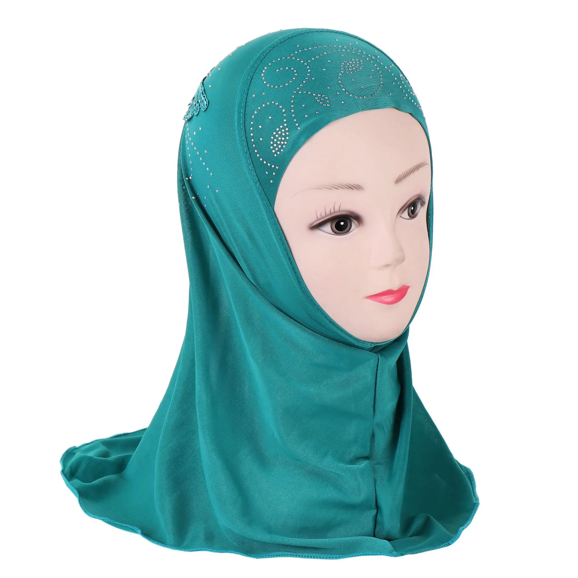 One Piece Amira Kids Girls Instant Scarf Hijab Muslim Tassel Rhinestone Shawl Wrap Headscarf Turban Islam Pull On Ready To Wear