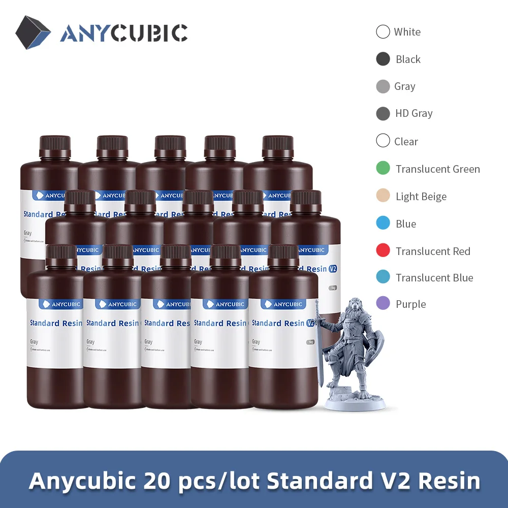 20kg ANYCUBIC 405nm UV Standard Resin V2 For Photon 3D Printer Mono X Printing Material LCD UV Curable Printer Resin