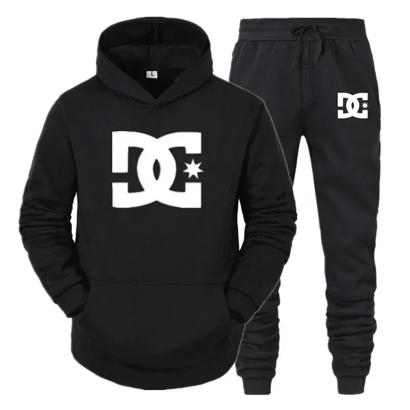 

DC print Men's new autumn and winter zipper hoodie + casual pants two-piece fitness fashion jogging sportswear set