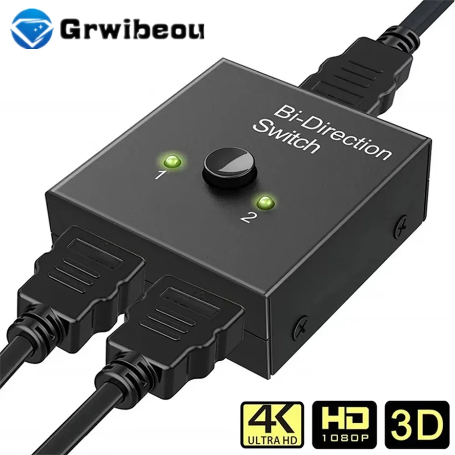 HDMI-compatible Switch Bi-Direction 2.0 Splitter 1x2/2x1 Adapter 2 in 1 out Converter for Laptop PS4 Pro/4/3 TV Box 4K Switcher
