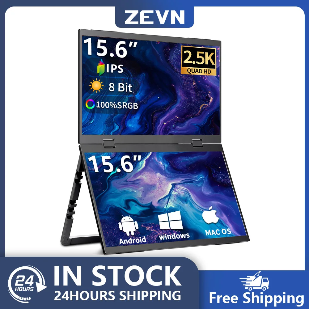 15.6-Inch Portable monitor Dual-screen stand aluminum case 2.5K 2560 * 1440 IPS Compatible with Tiptop PS4/5 Swicth Xbox