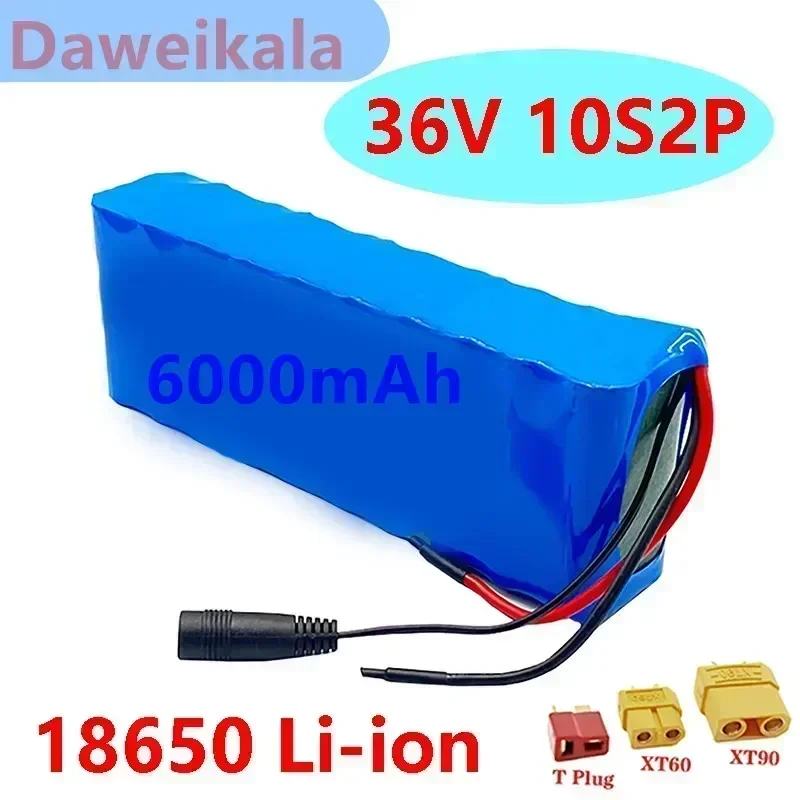 2023 10S2P 36V  Original 18650 6000mAh 250W Lithium Ion Battery Pack for 36V E-bike Electric Bicycle Scooter+BMS Optional plug