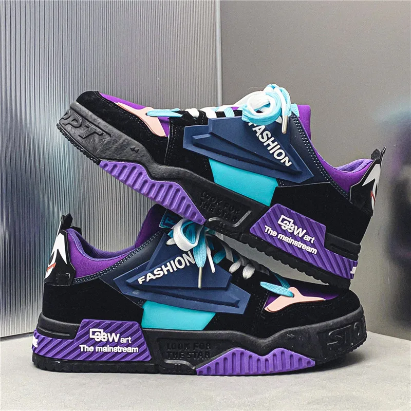 

Модные фиолетовые повседневные кроссовки, мужская вулканизированная обувь на платформе, уличная модная обувь для скейтборда, мужские дизайнерские кроссовки в стиле хип-хоп 2025