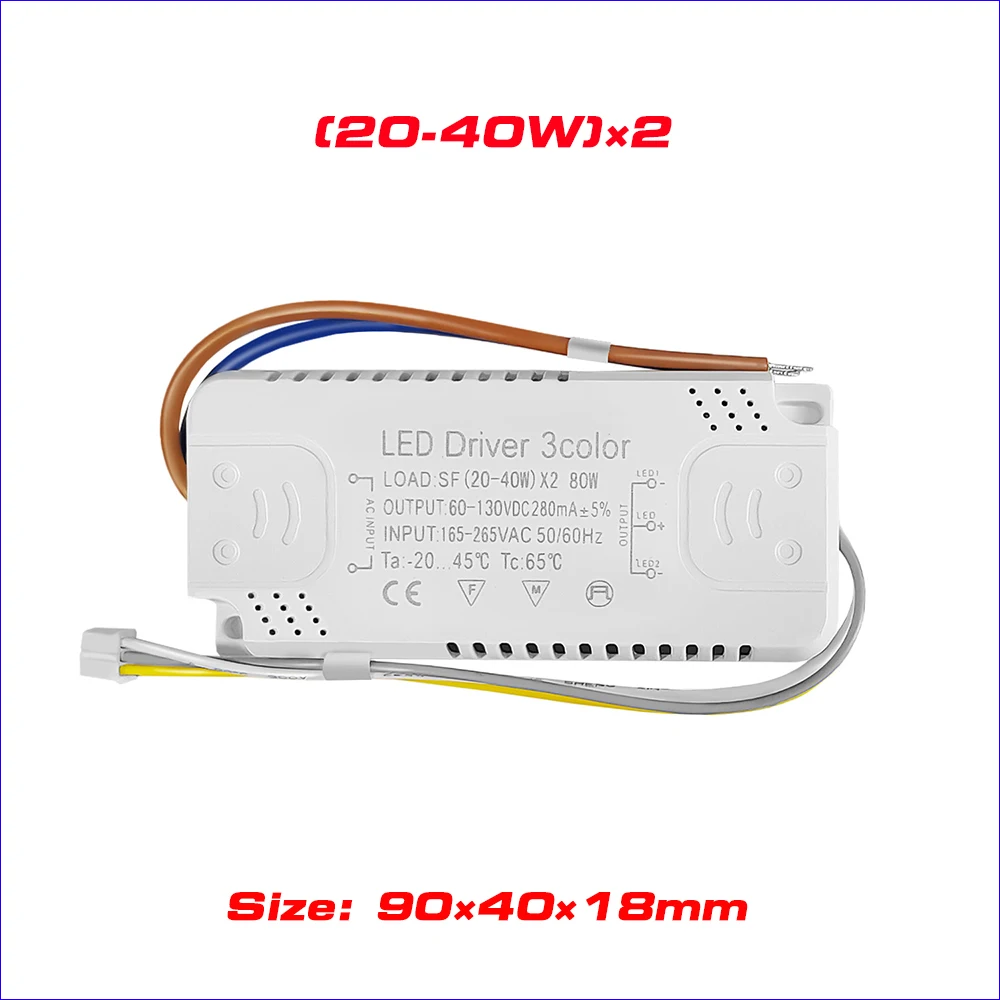 LED Driver 12-80W SMD PCB light Ceiling Power Supply 3 color 3Pin lighting Transformers Input AC220V