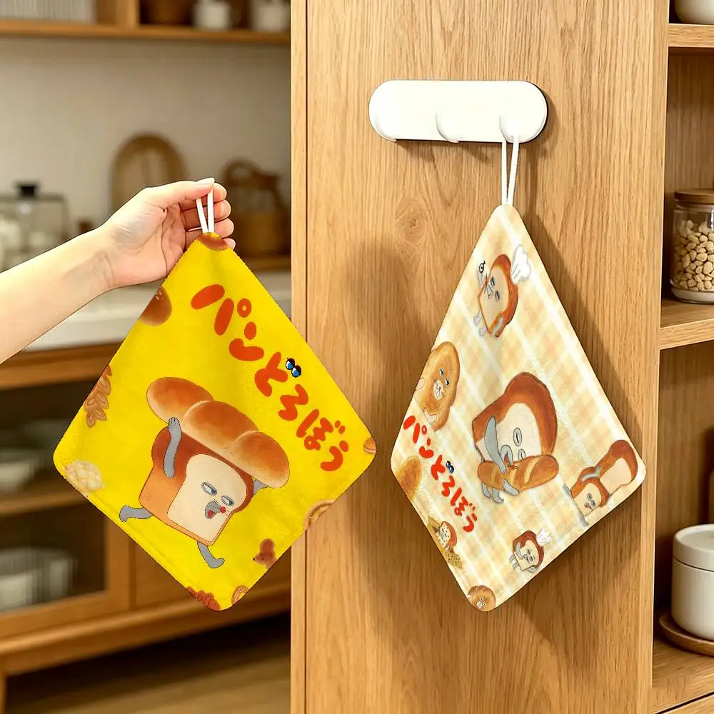Cartoon B-Bread Thiefs  Anime Polyester Hanging Kitchen Hand Towel Durable Wear Resistant  Versatile Use Throughout Home