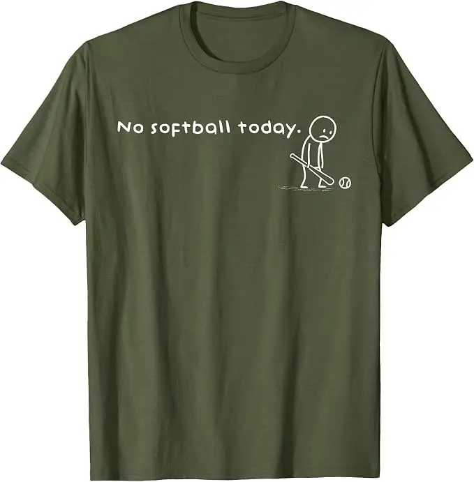 Lustiges „No Softball Today“-Humor-T-Shirt für sarkastische Meme-Sportliebhaber – Y2K-Zeichnung, Comic, verspielte Stickman-Grafik mit Spruch – T-Shirt-Kleidung – Detail 15