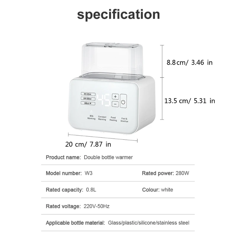 Multifunctionele babyflessenwarmer Snelle sterilisator Dubbele fles venster