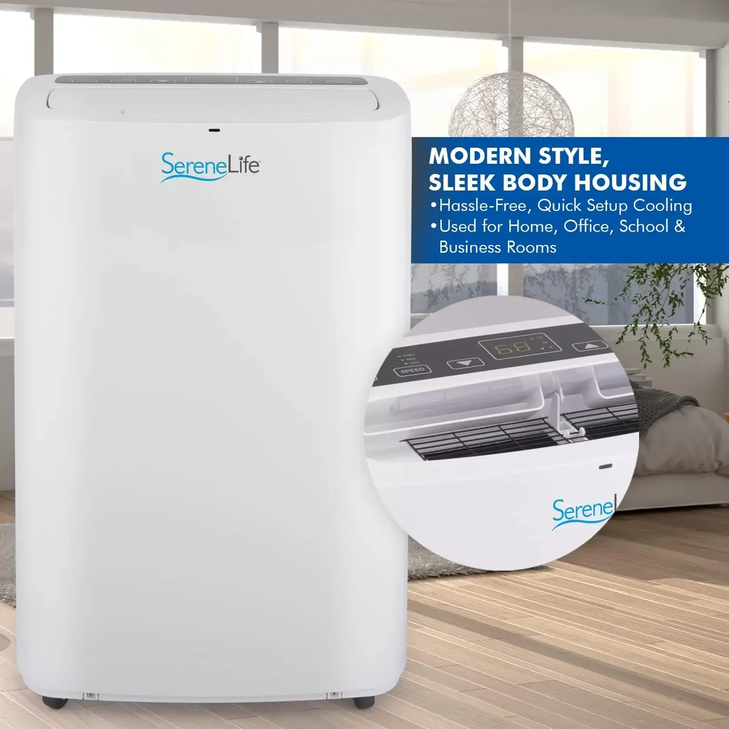 Pendingin udara portabel 14,000 BTU-Unit pendingin A/C rumah ringkas dengan Dehumidifier & mode kipas bawaan, termasuk Kit dudukan jendela