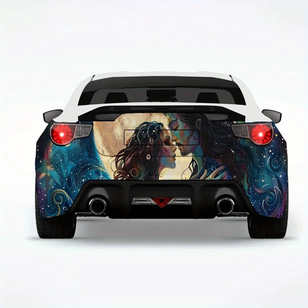 

Moonlit Embrace Lovers Car StickerVinyl Decal for Car Rear, Waterproof Self-Adhesive Vinyl Stickers for Vehicle Tail & Bumper, D