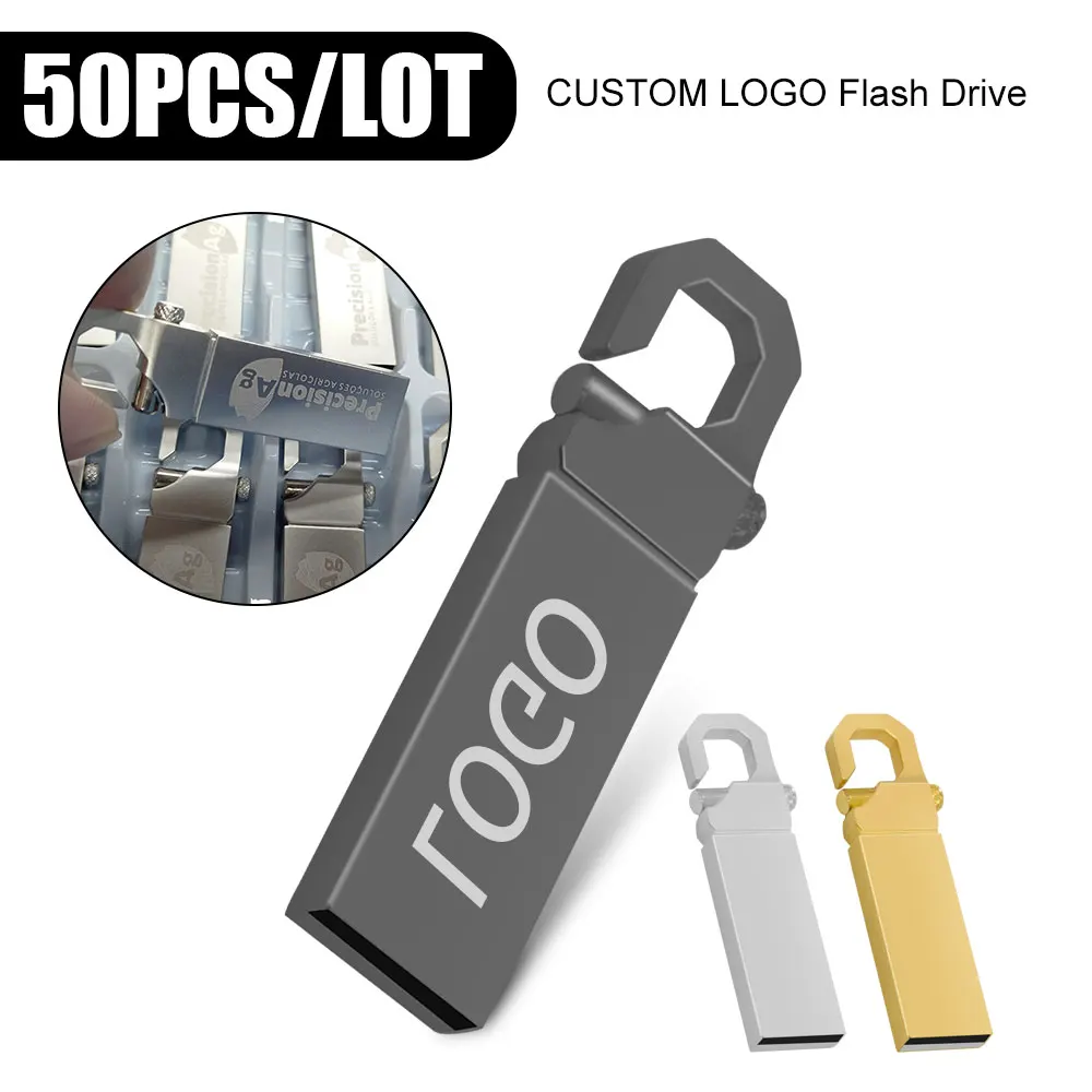 50PCS/lot  High Speed Pen Drive USB Flash Drive 4GB 8GB 2.0 16GB 32GB 64GB 128GB Pendrive metal usb sticks with key