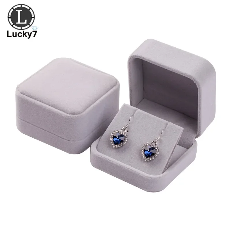 7x7cm Jewelry Gift Box for Earrings Display Jewellery Gift Storage Boxes Black Velvet Carrying Case Organizer